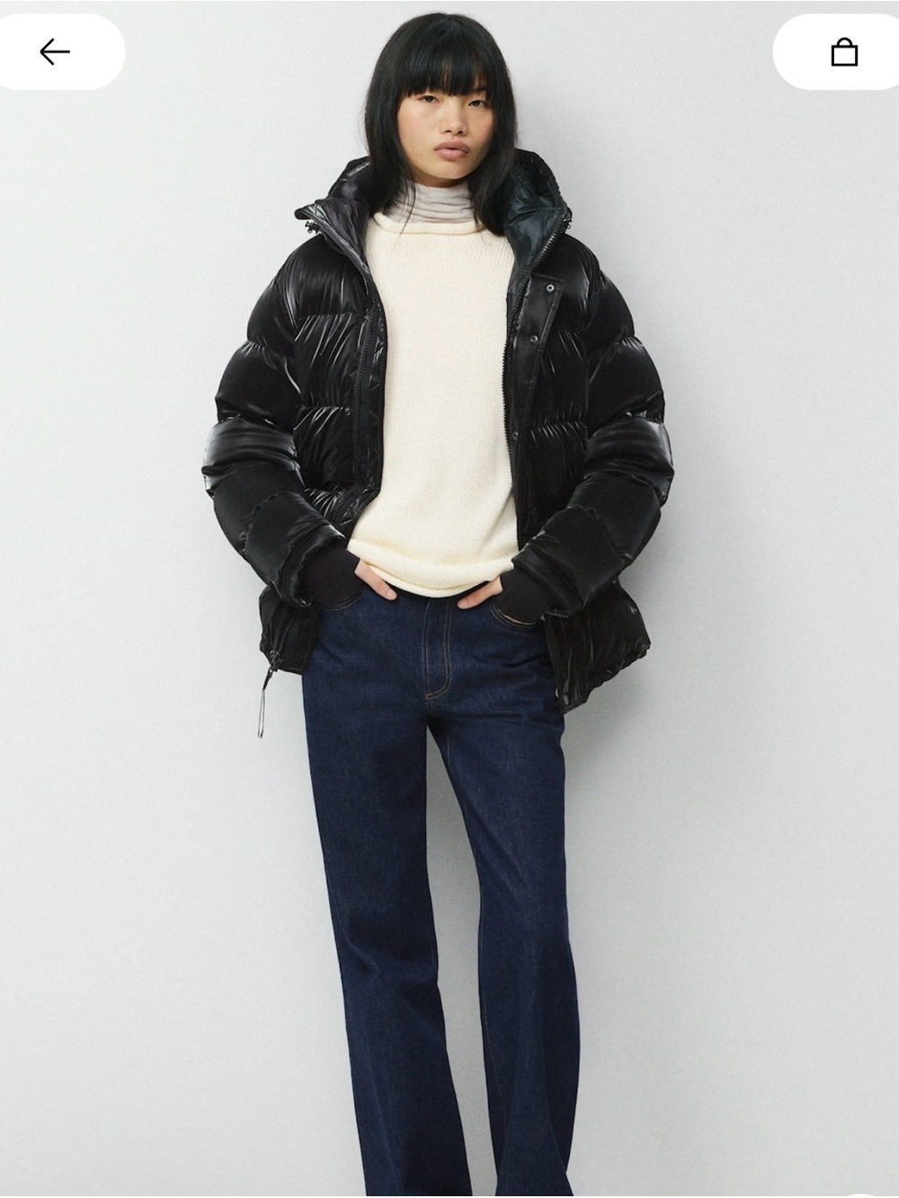 Aritzia Black Glossy Puffer Ski Jacket